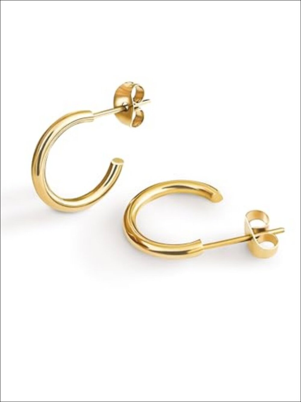 18K Gold Plated Stainless Steel Small Hoop Earrings 15mm